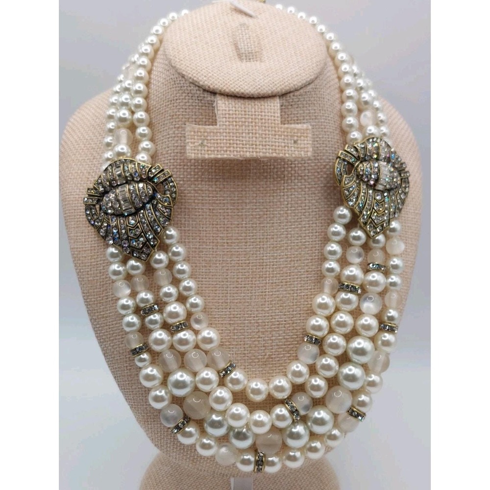 Chloe Isabel Multi Strand Faux Pearl Statement Necklace Art Deco Wedding  Glam